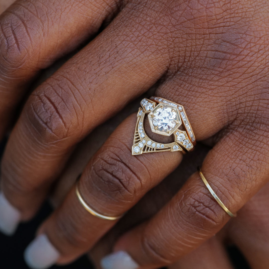 Hex Bezel Ring - Antique Old European Cut Diamond (1.32ct)