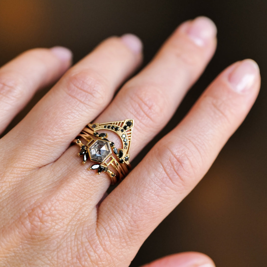 Dame Bloodgood Ring - Salt & Pepper Hexagon (1.25ct)