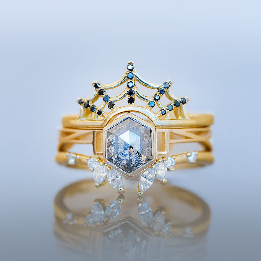 Dame Bloodgood Ring - Salt & Pepper Hexagon (1.25ct)
