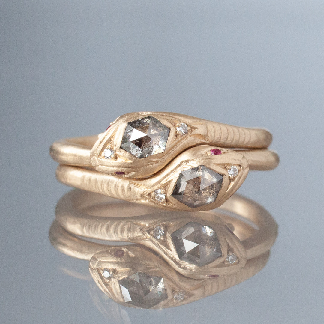 Victoria's Fede Ring - Salt & Pepper Hexagon Cut Diamond