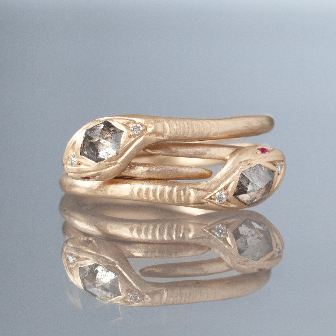 Victoria's Fede Ring - Salt & Pepper Hexagon Cut Diamond