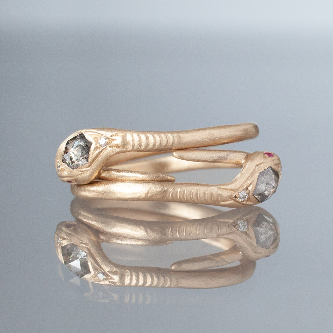 Victoria's Fede Ring - Salt & Pepper Hexagon Cut Diamond