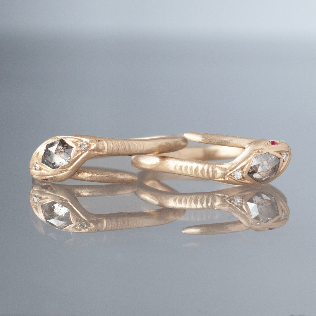 Victoria's Fede Ring - Salt & Pepper Hexagon Cut Diamond