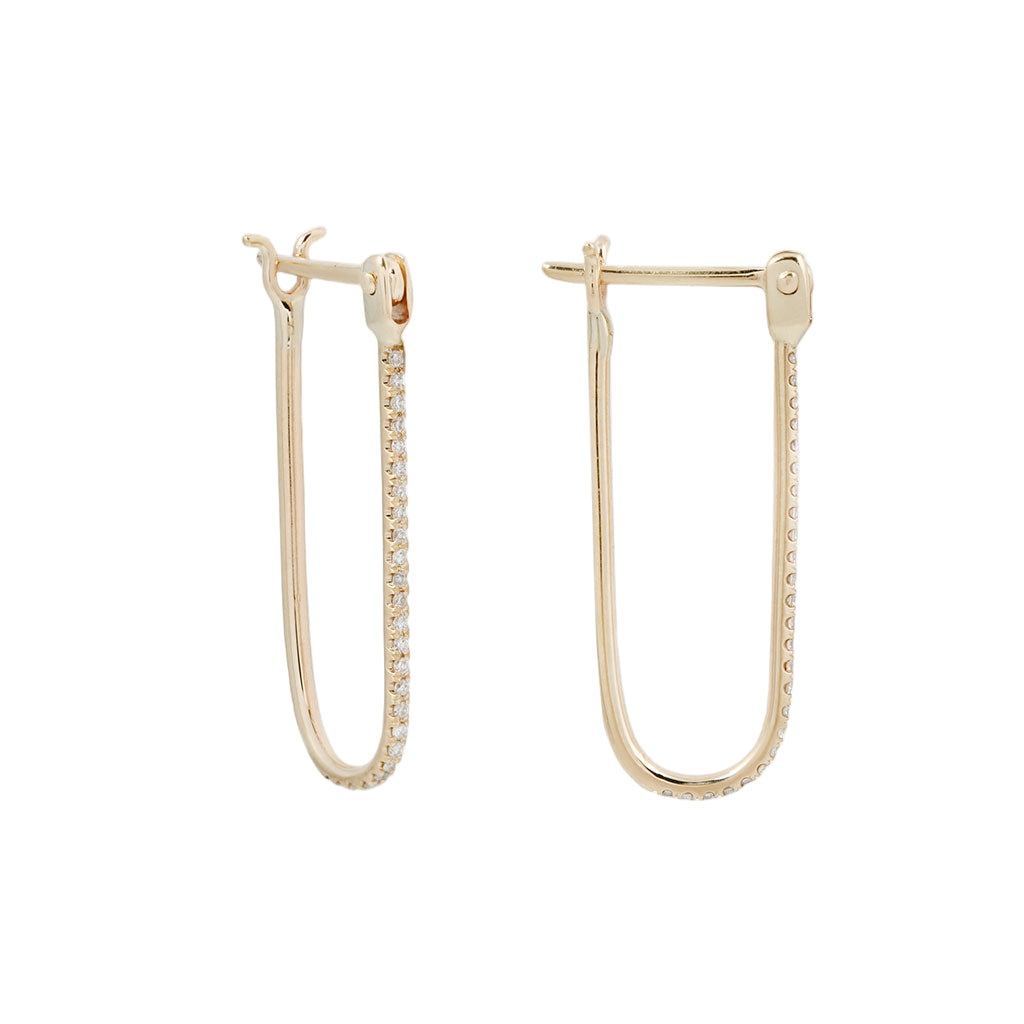 Long Latch Hoop - White Diamond