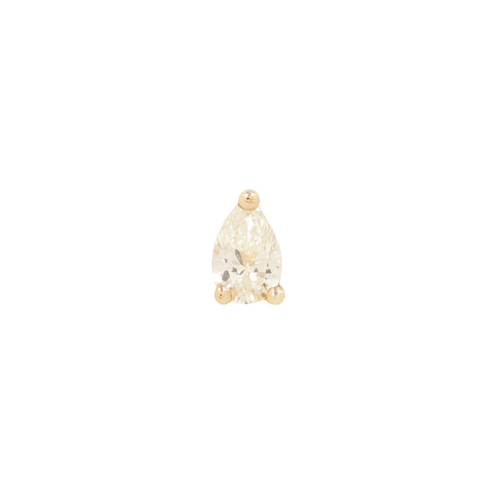 3 Prong Stone Pear - White Diamond