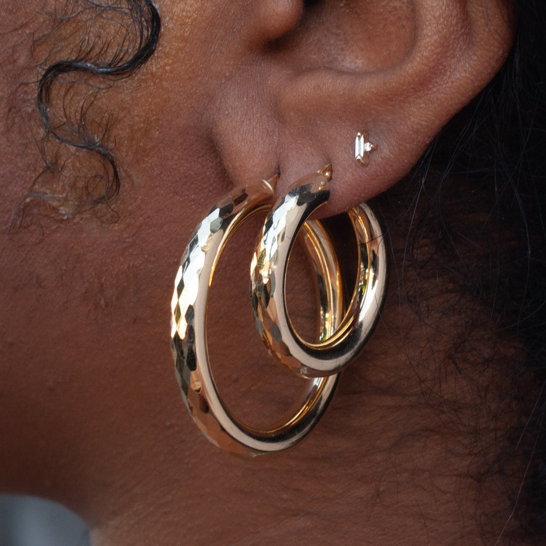 Grande Faceted Hoops - 30mm