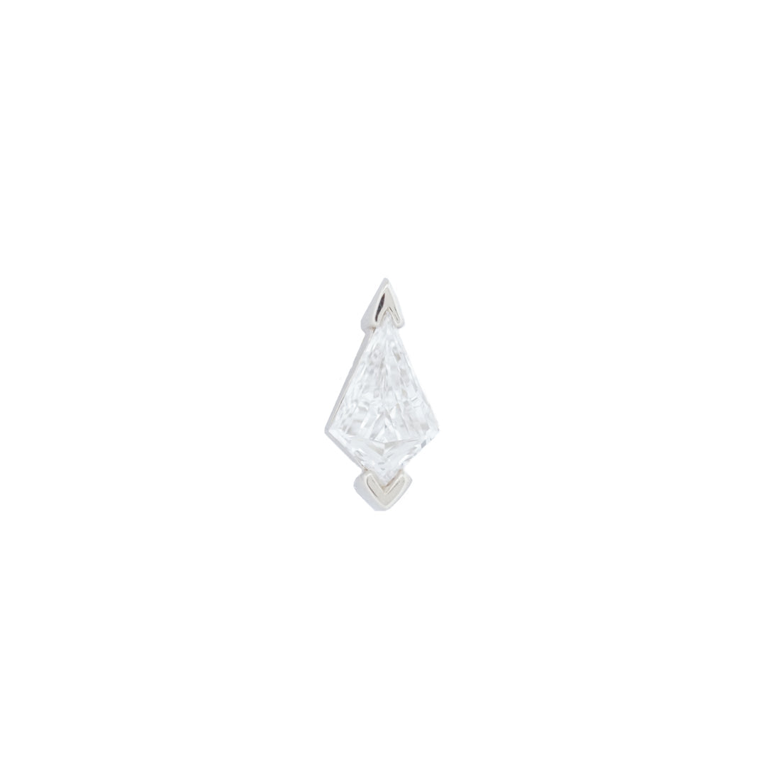Fiat Lux Classic Kite Stud - Diamond: a geometric labret earring in white metal, shown on a plain background.