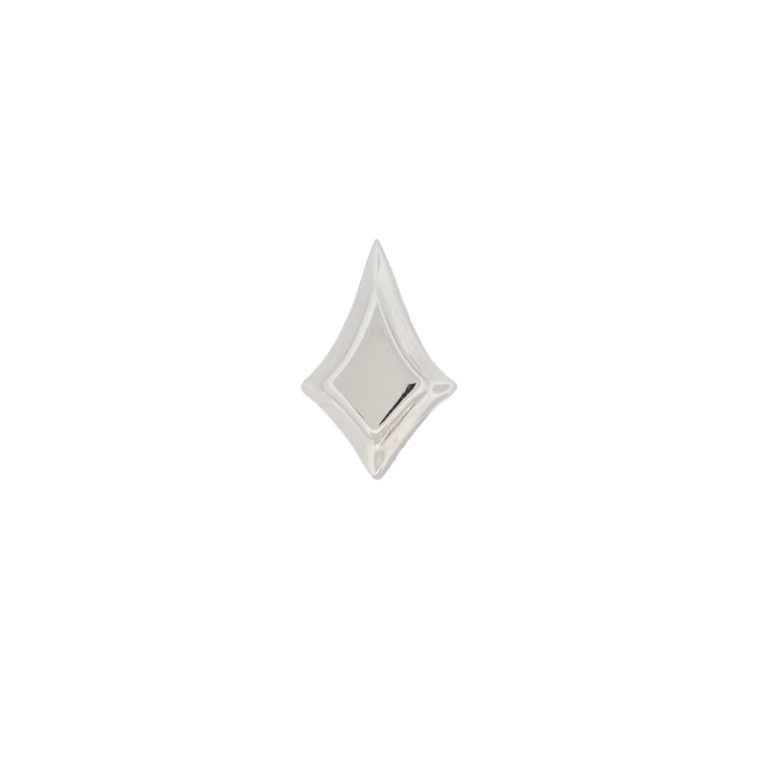 Classic North Star Stud by Fiat Lux: a small, shiny silver diamond-shaped flatback on a plain white background.
