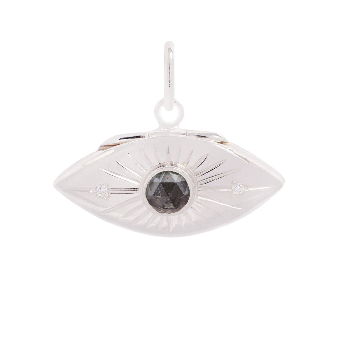 Fiat Lux Third Eye Locket with Montana sapphire center and diamond accents, ready for your favorite chain.