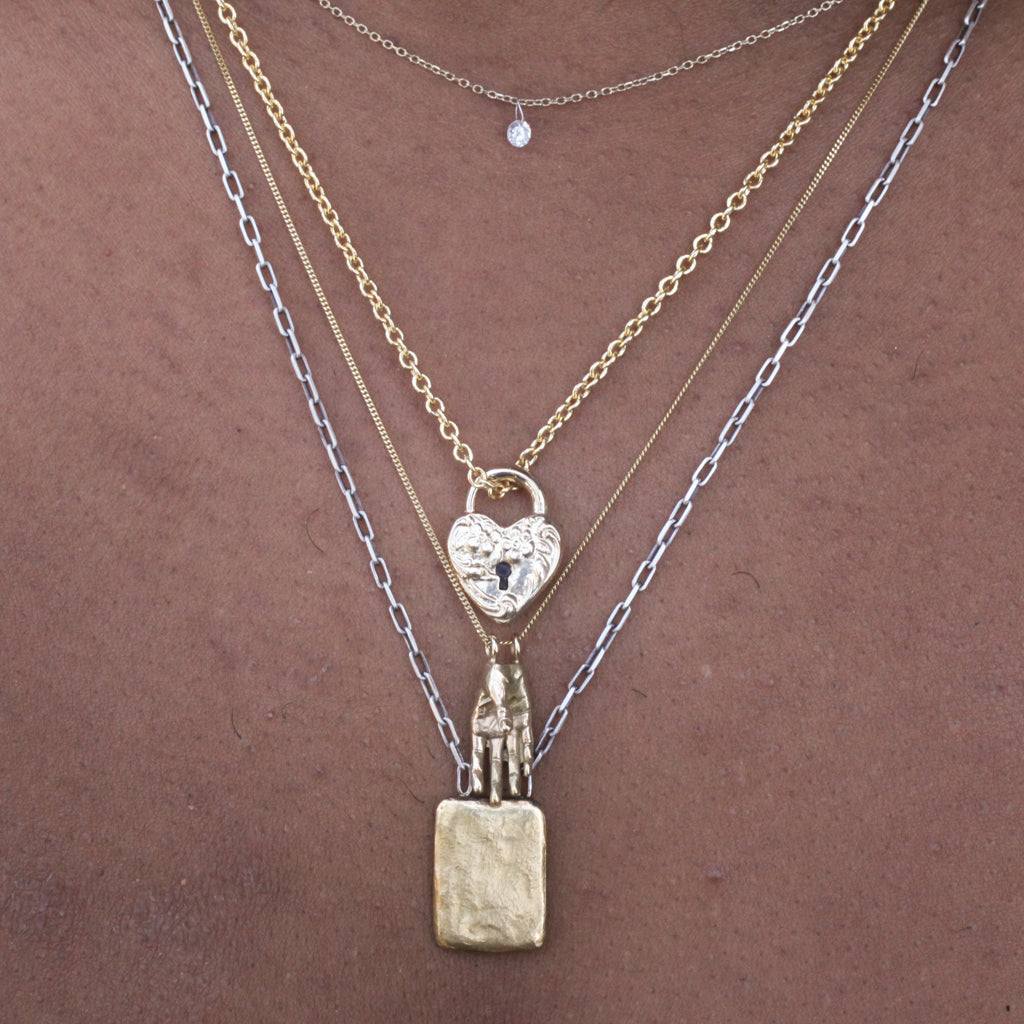 Forget-Me-Not Heart Lock Charm (G)