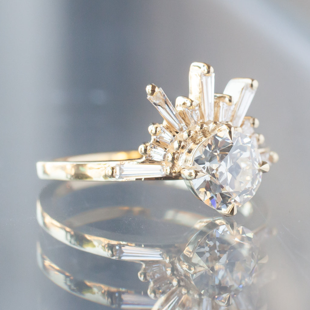 Demi Feu Ring - Antique Old European Diamond (1.00ct)