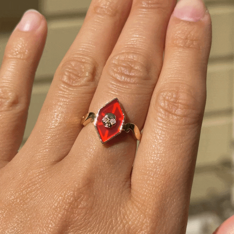Inlay Skull Scroll Ring
