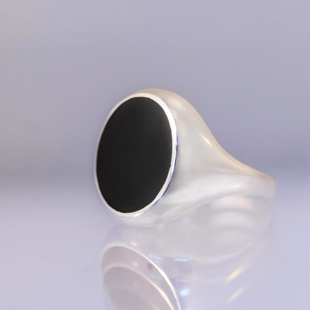 Oval Inlay Signet Ring