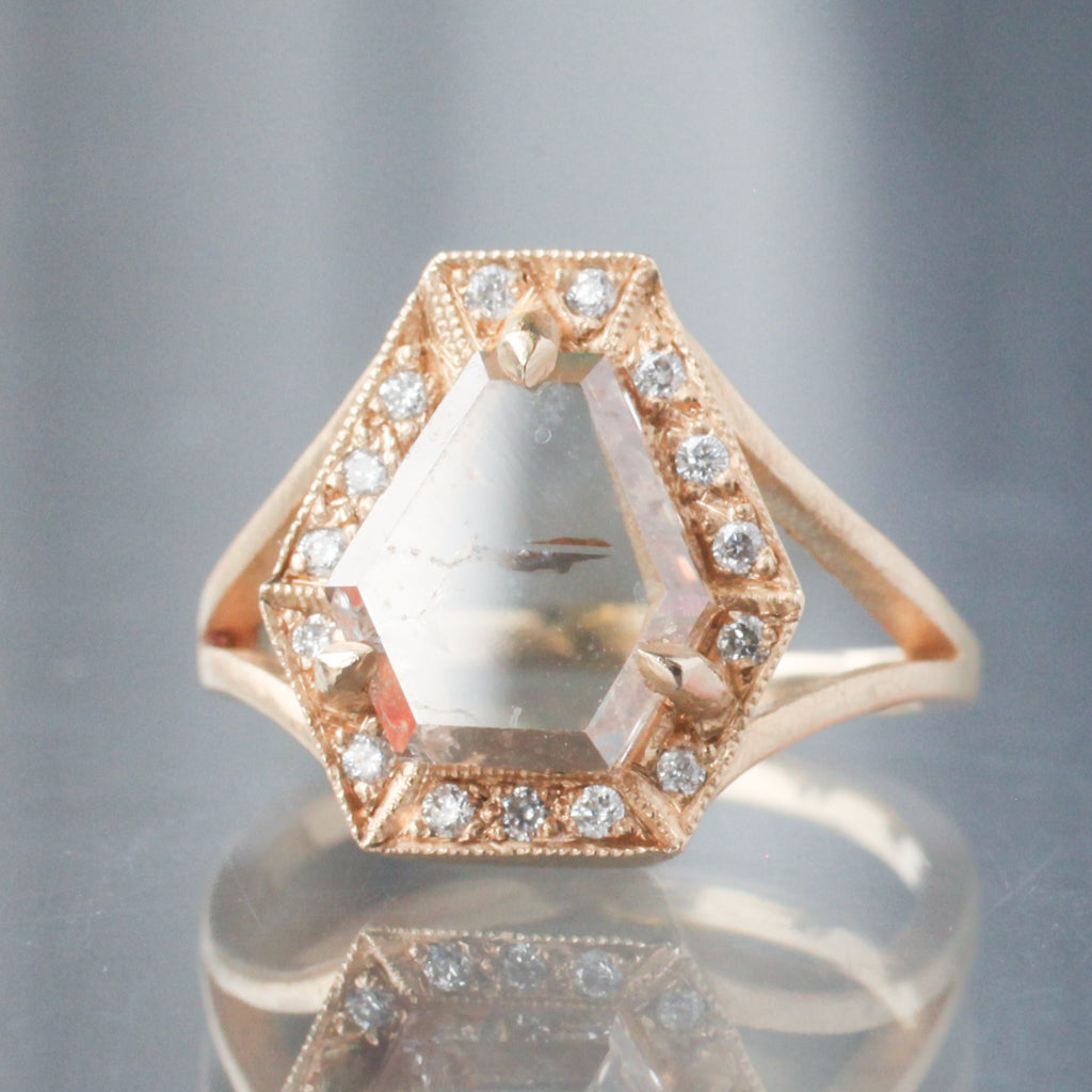 Phoebe Ring - Champagne Shield Portrait Cut Diamond
