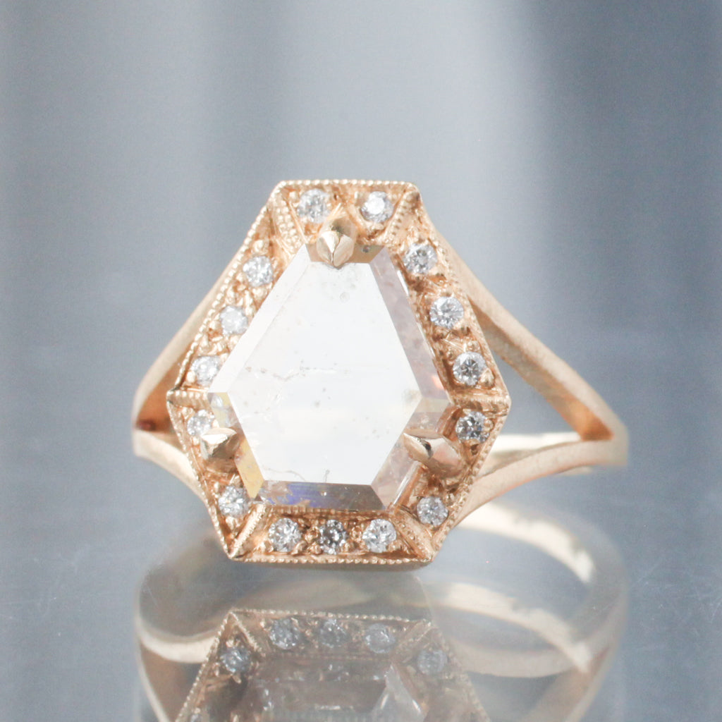 Phoebe Ring - Champagne Shield Portrait Cut Diamond