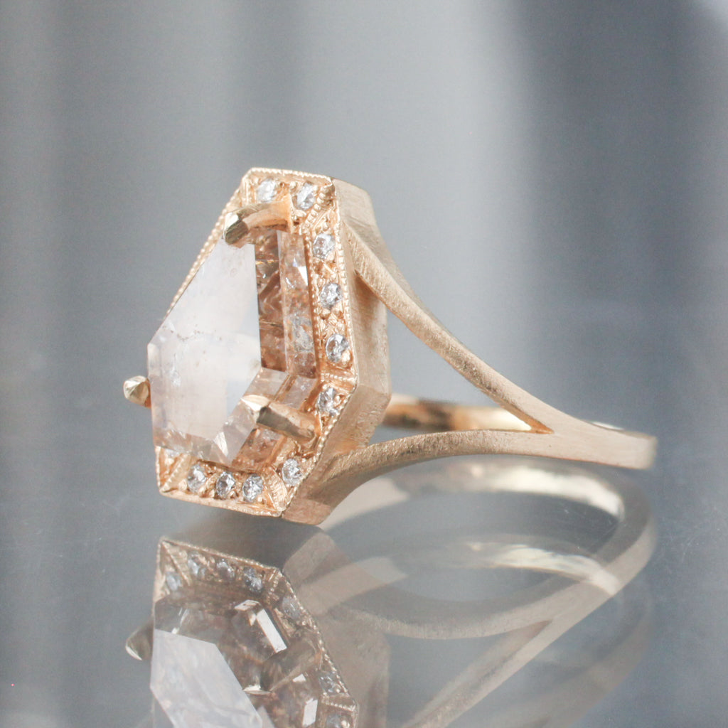 Phoebe Ring - Champagne Shield Portrait Cut Diamond