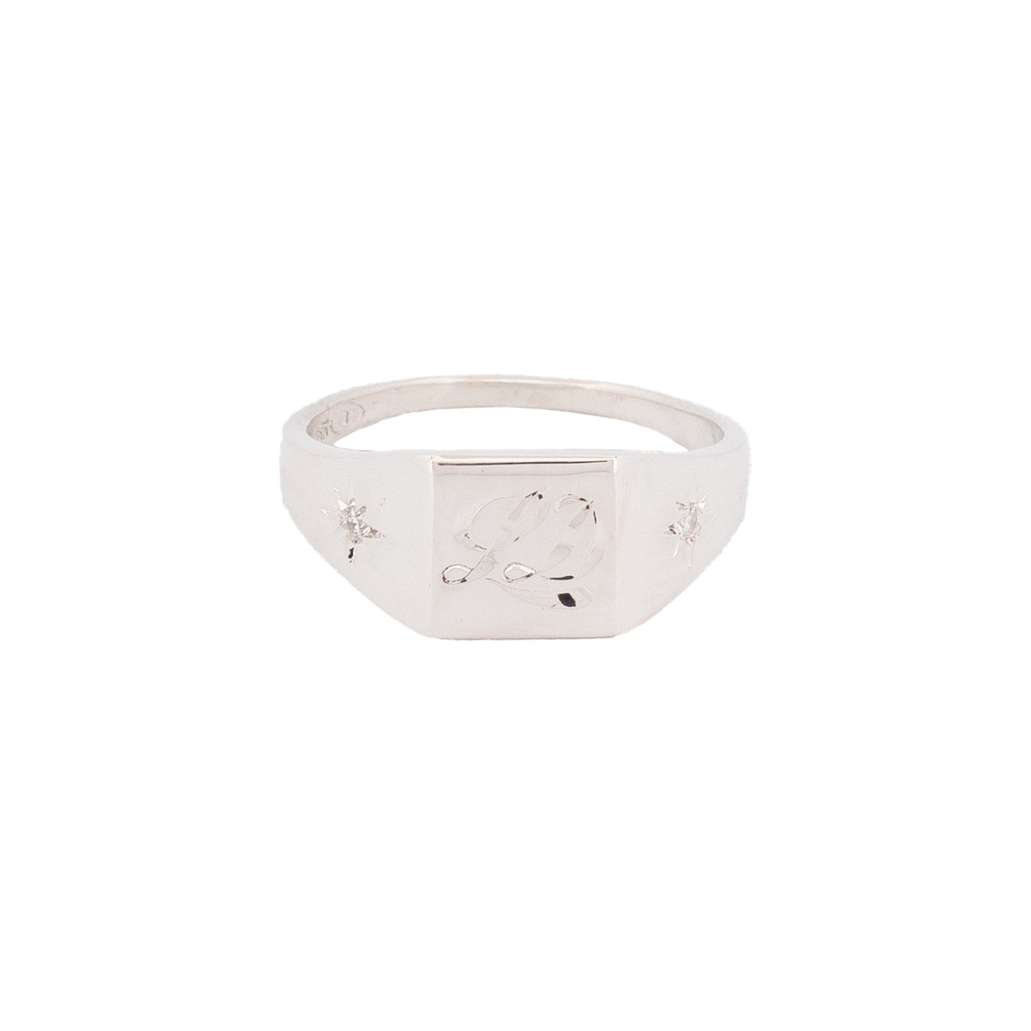 Classic Square Signet Ring - Star Set (S)