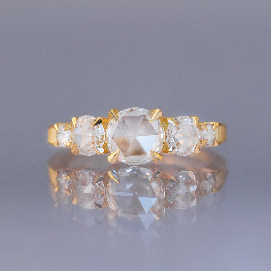 5 Stone Grande Temple Ring - White Round Diamond