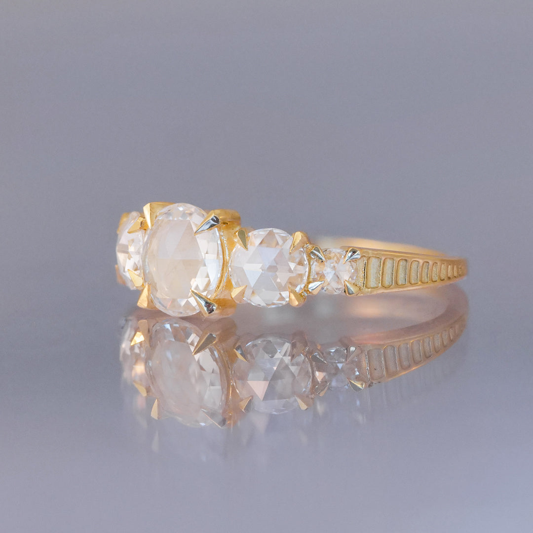5 Stone Grande Temple Ring - White Round Diamond