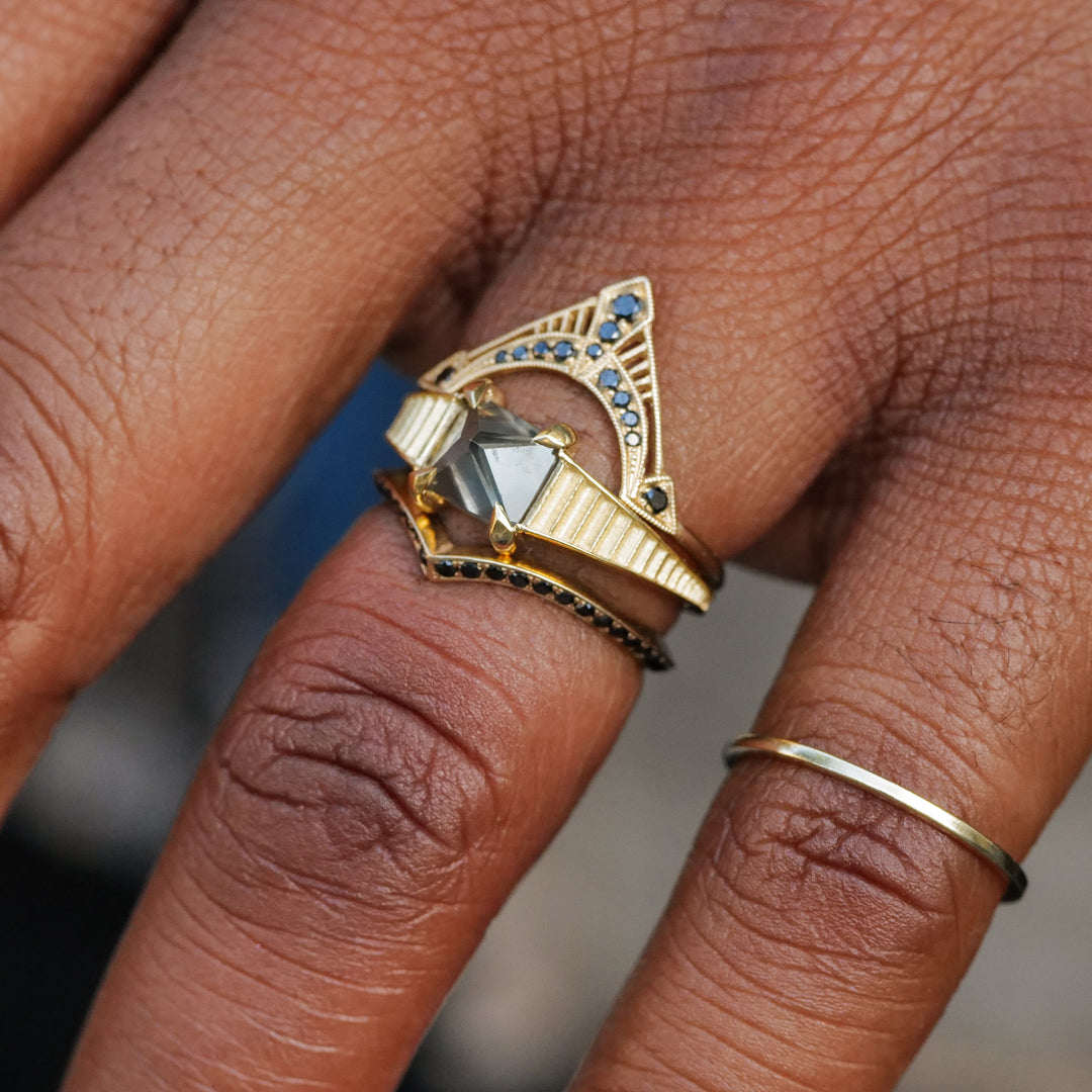 Solitaire Temple Ring - Sepia Grey Diamond (1.25ct)
