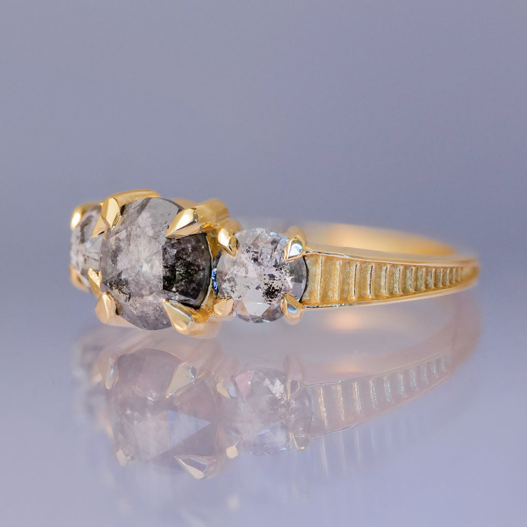 Grande Temple Ring - Salt & Pepper Diamond (.98ct)