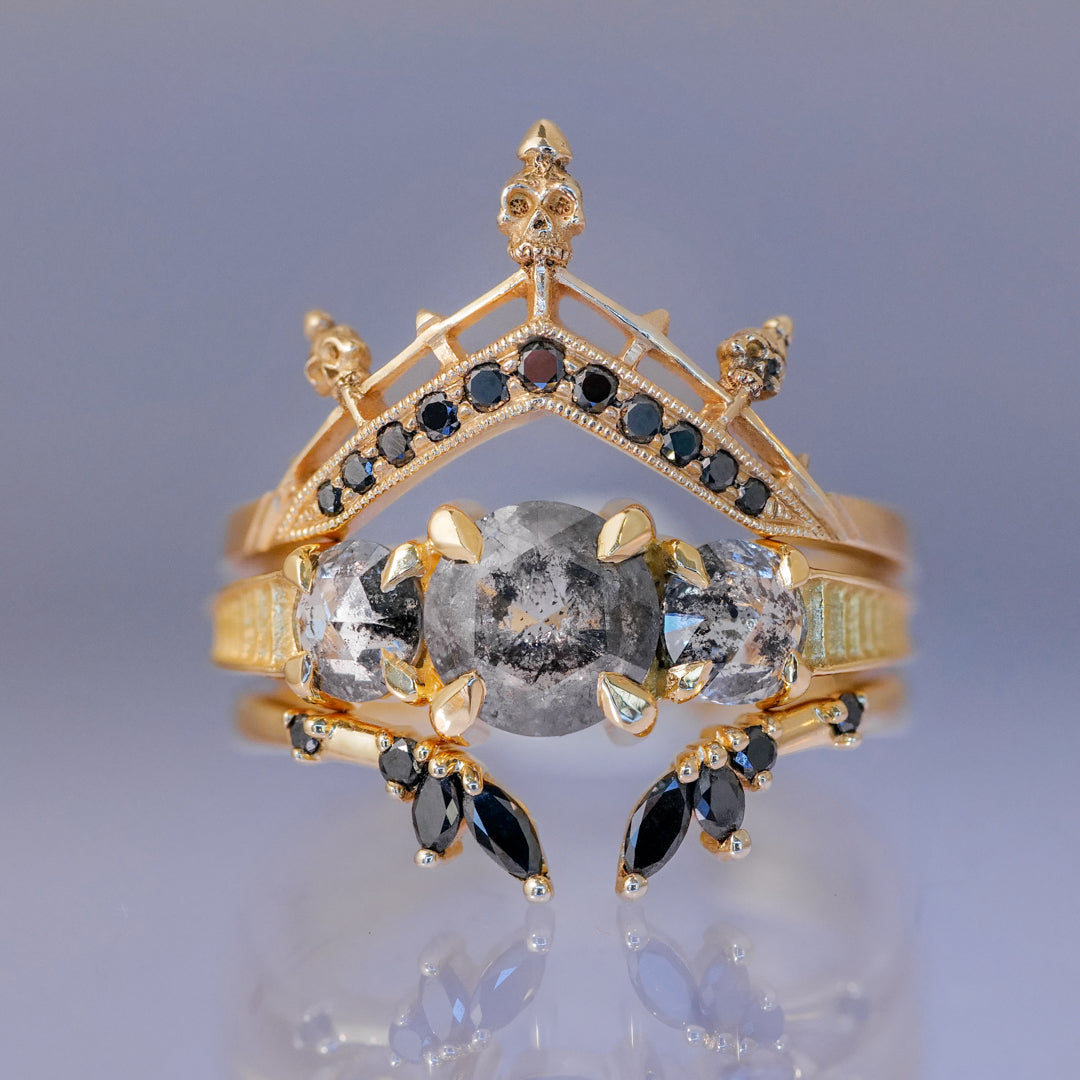 Grande Temple Ring - Salt & Pepper Diamond (.98ct)