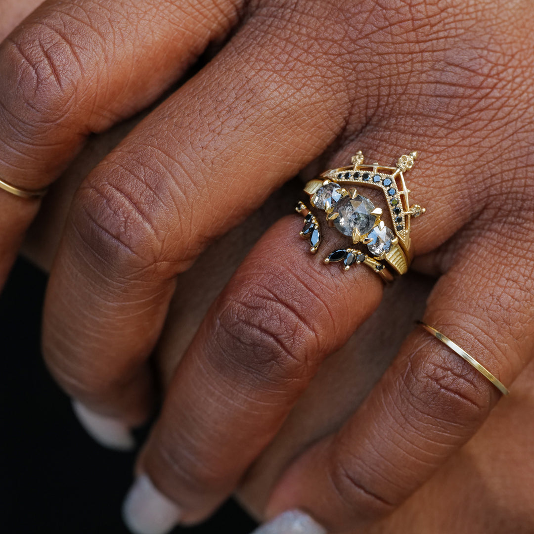Grande Temple Ring - Salt & Pepper Diamond (.98ct)