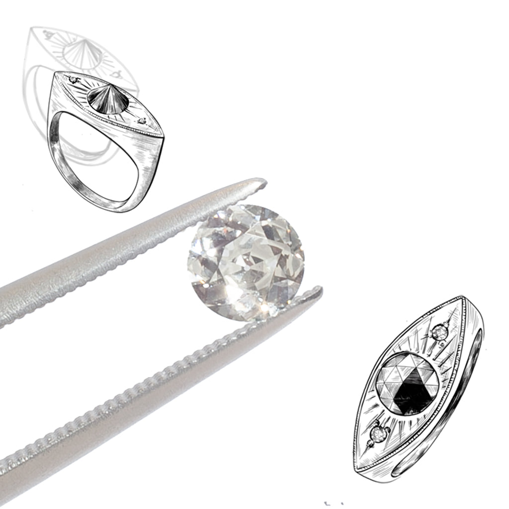 Third Eye Ring - Antique Old European Cut Diamond (.49ct)