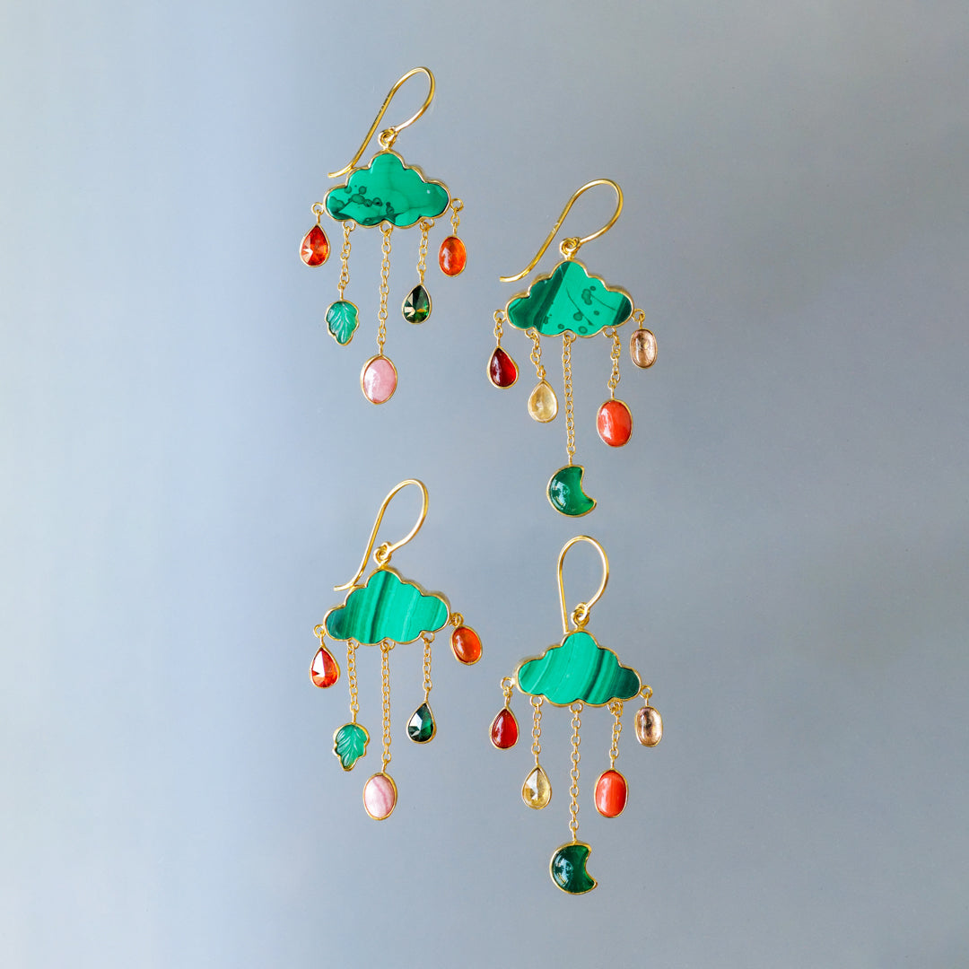 Petite Cloud and Rain Drop Earrings