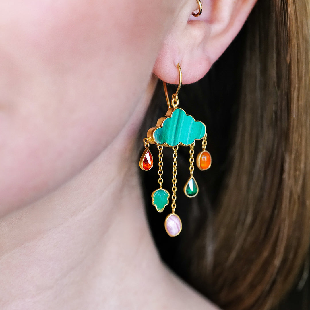 Petite Cloud and Rain Drop Earrings
