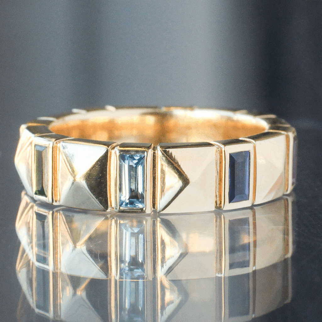 Rainbow baguette ring gold deals
