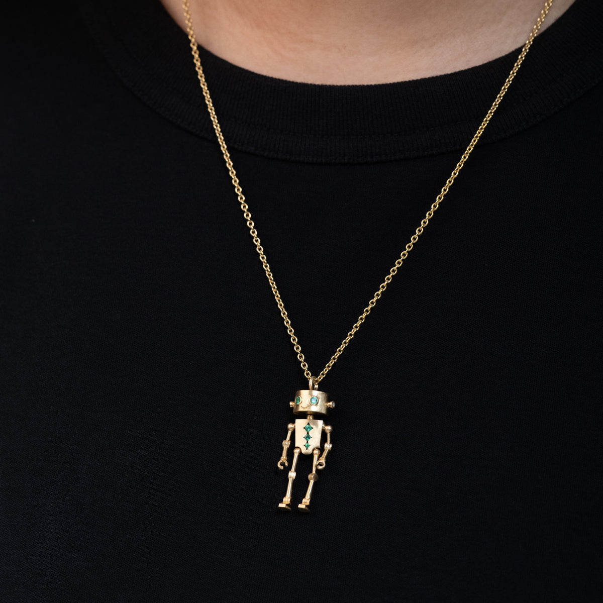 Sparky the Robot Charm - Emerald