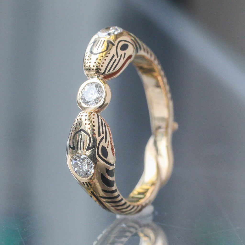 Double Diamond Enamel Tattoo Snake Ring – Fiat Lux