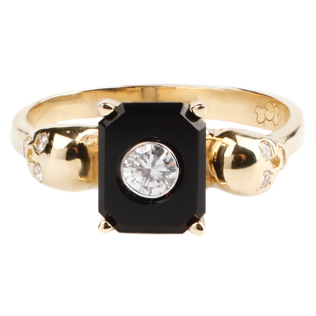Skulls Ring - Diamond & Onyx