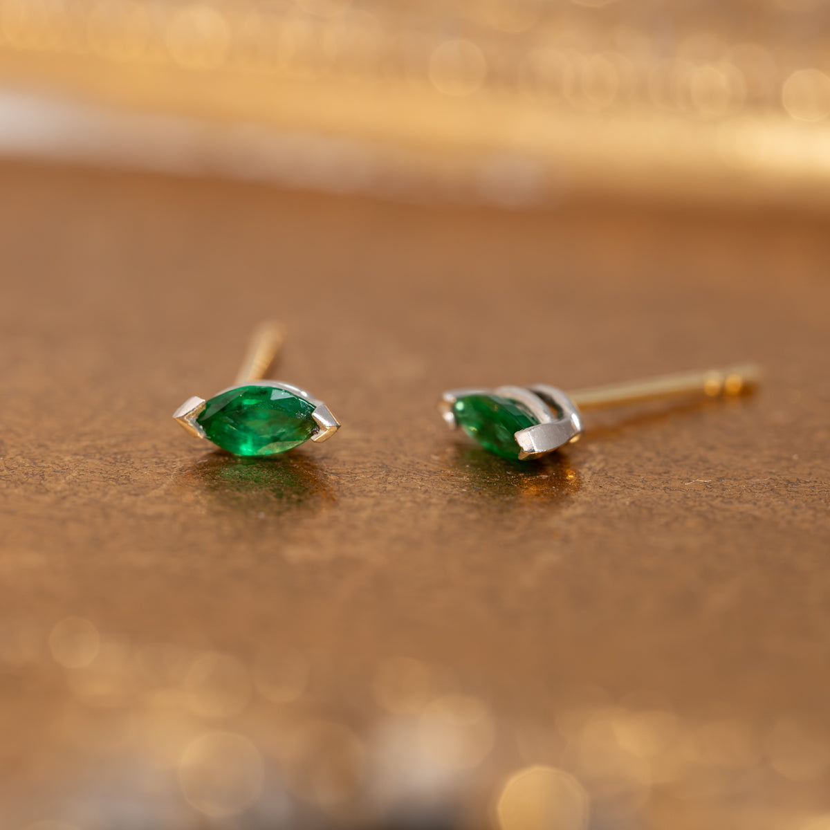 Vintage Marquise Emerald Earrings