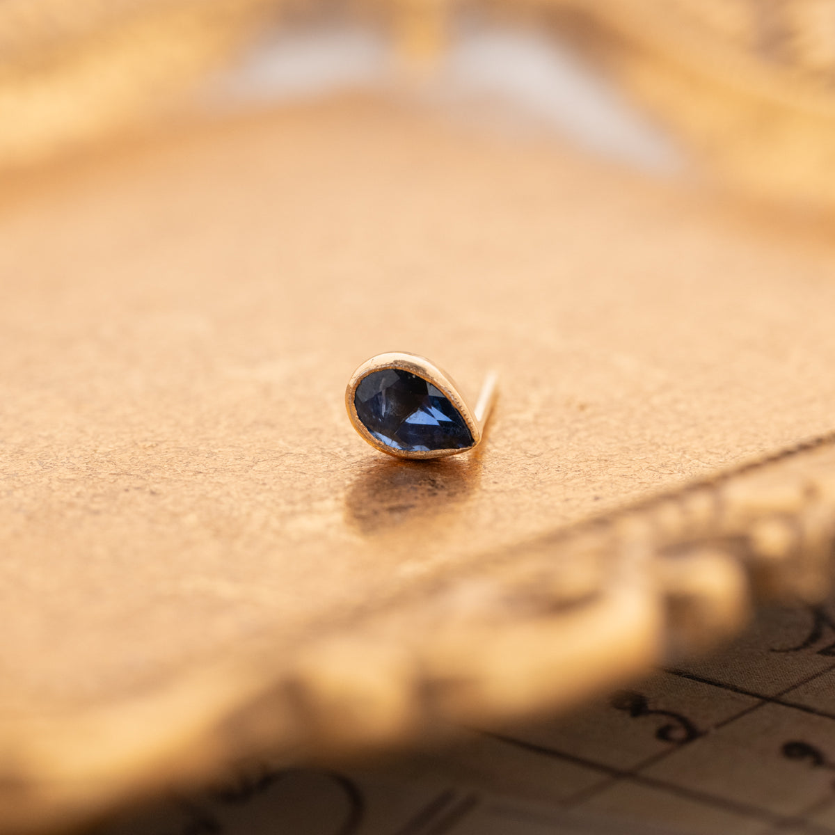 Vintage Sapphire Pear Single Earring