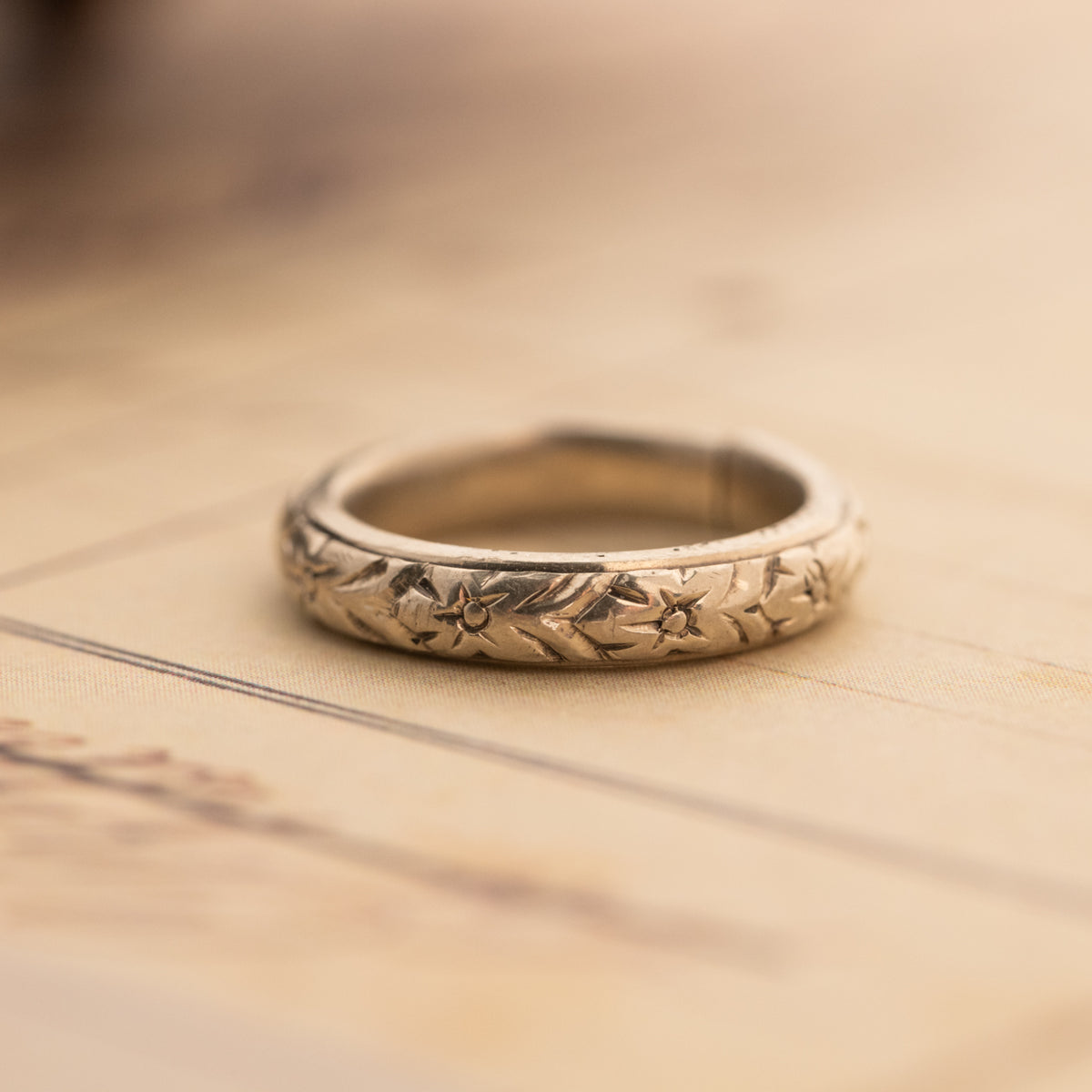 Antique Engraved Baby Ring Charm