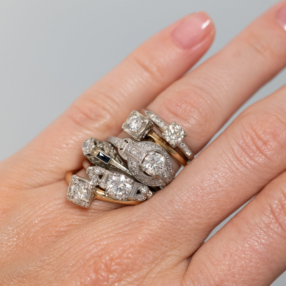 Vintage Mixed Gold Diamond Solitaire Ring