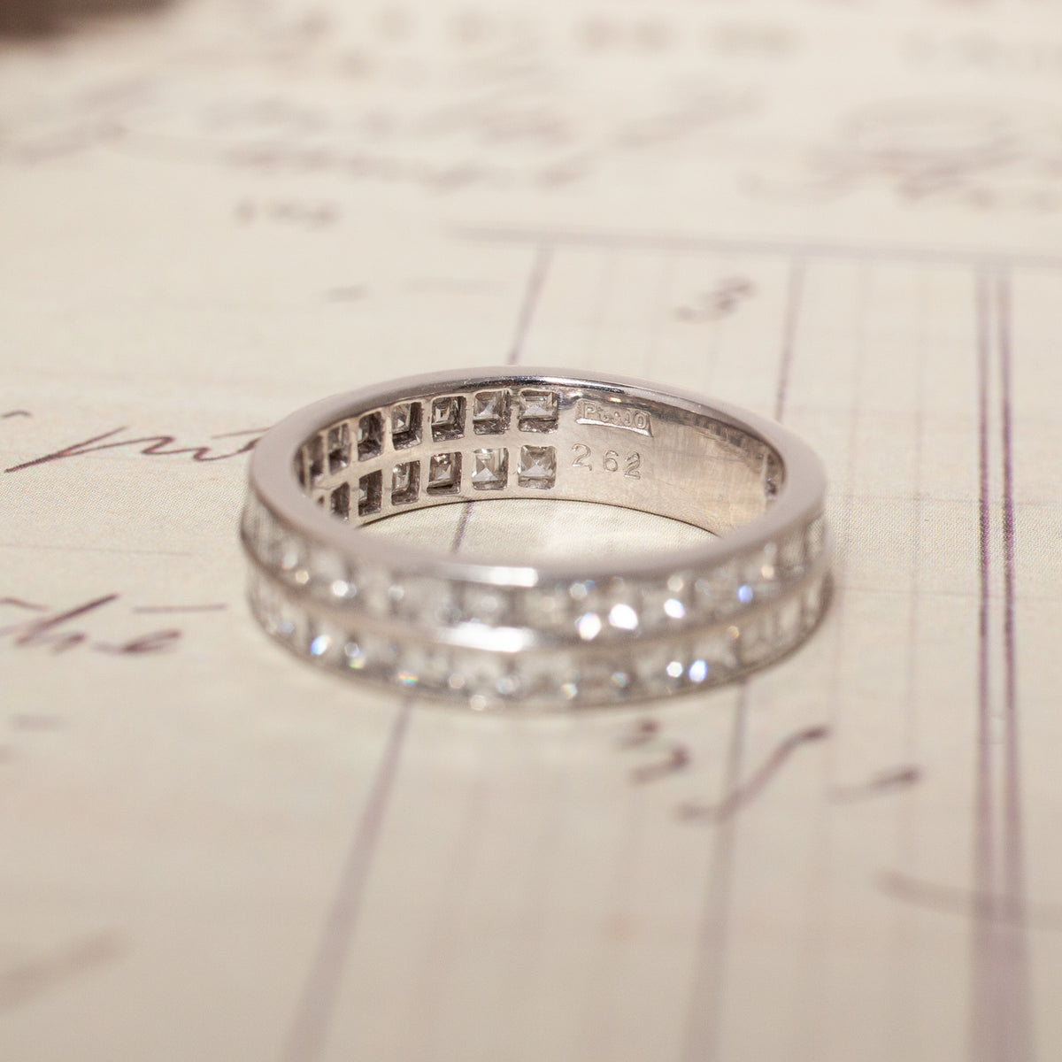 Vintage Double Row Carré Cut Diamond Band