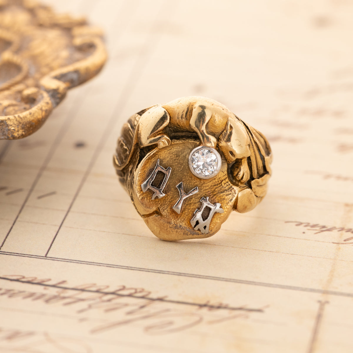 Vintage Panther with Diamond Heavy Signet