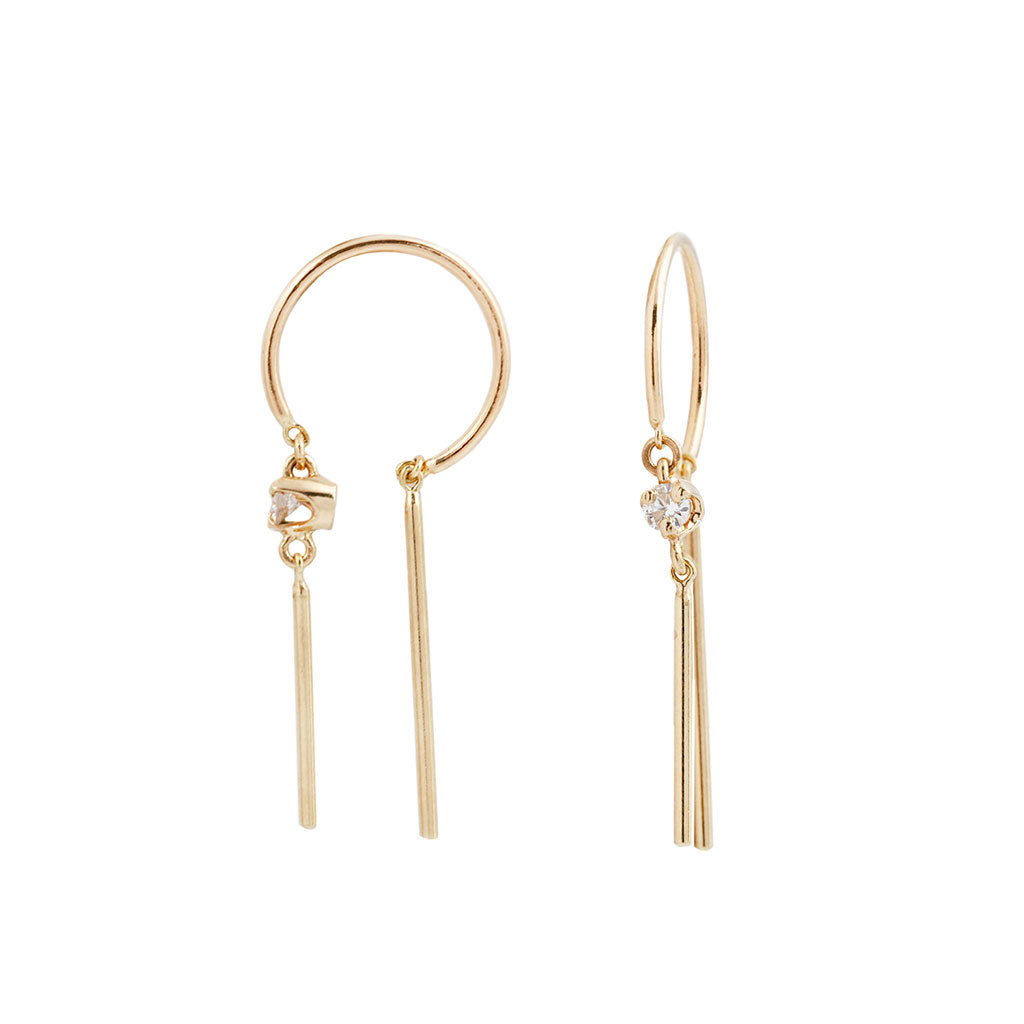 Small Diamond Bulla Hook Earrings