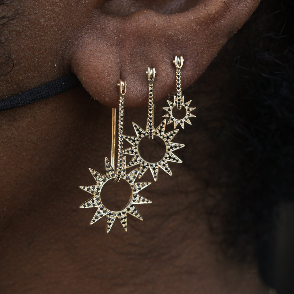Half Latch Hoop - Black Diamond
