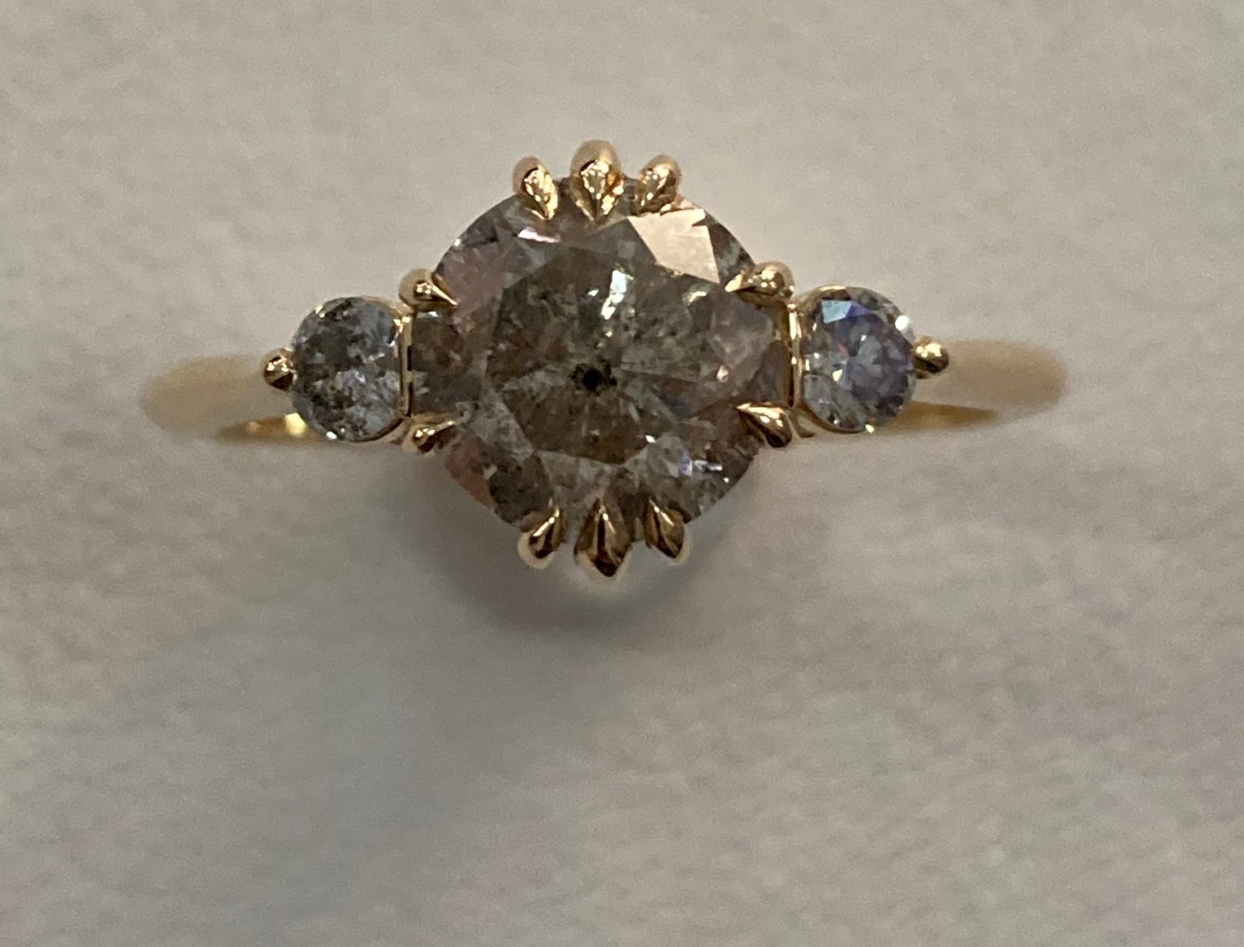 3 Stone Ring - Salt & Pepper Diamond (1.25ct)