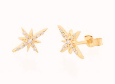 Earrings - PAIR - North star and dias 14k