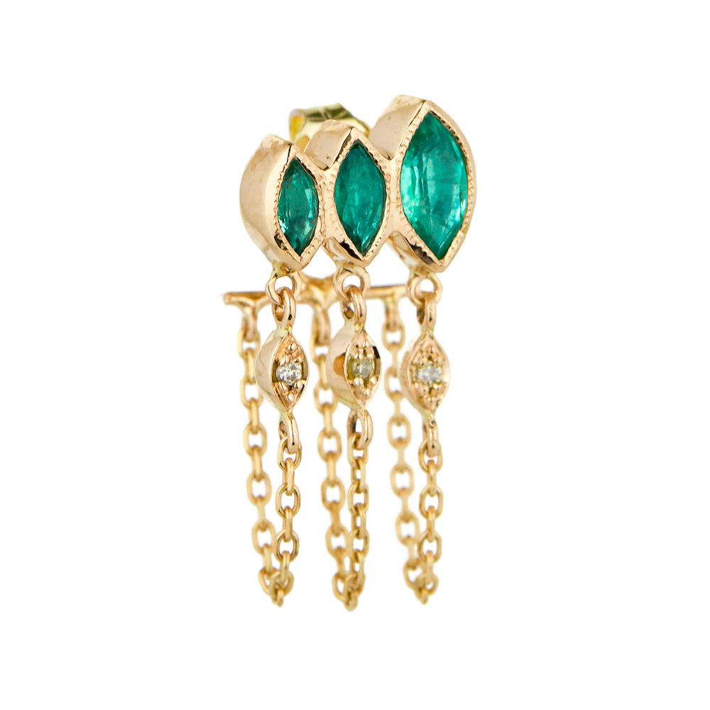 Triple Marquise Chain Earring