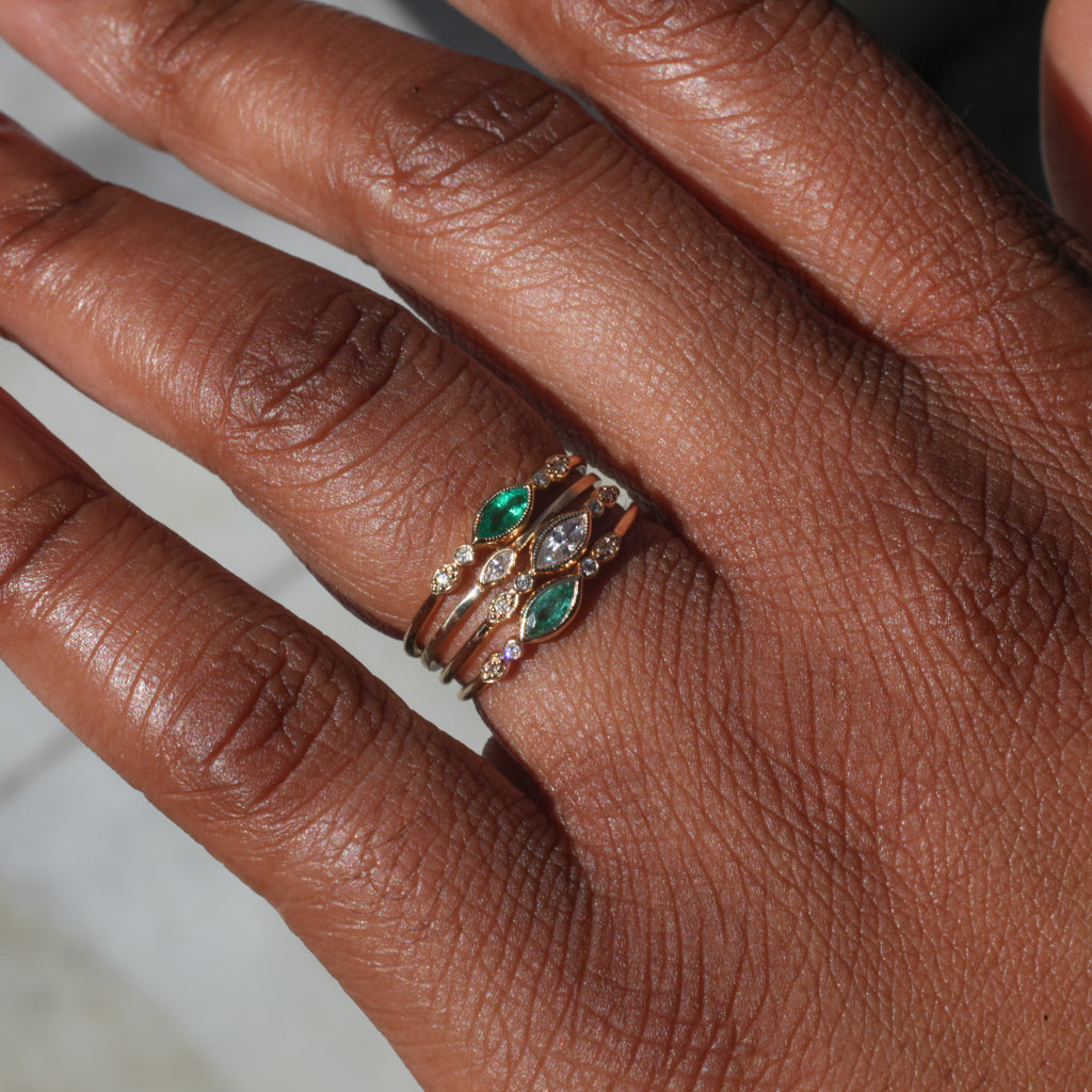 Marquise Eye Ring - Emerald