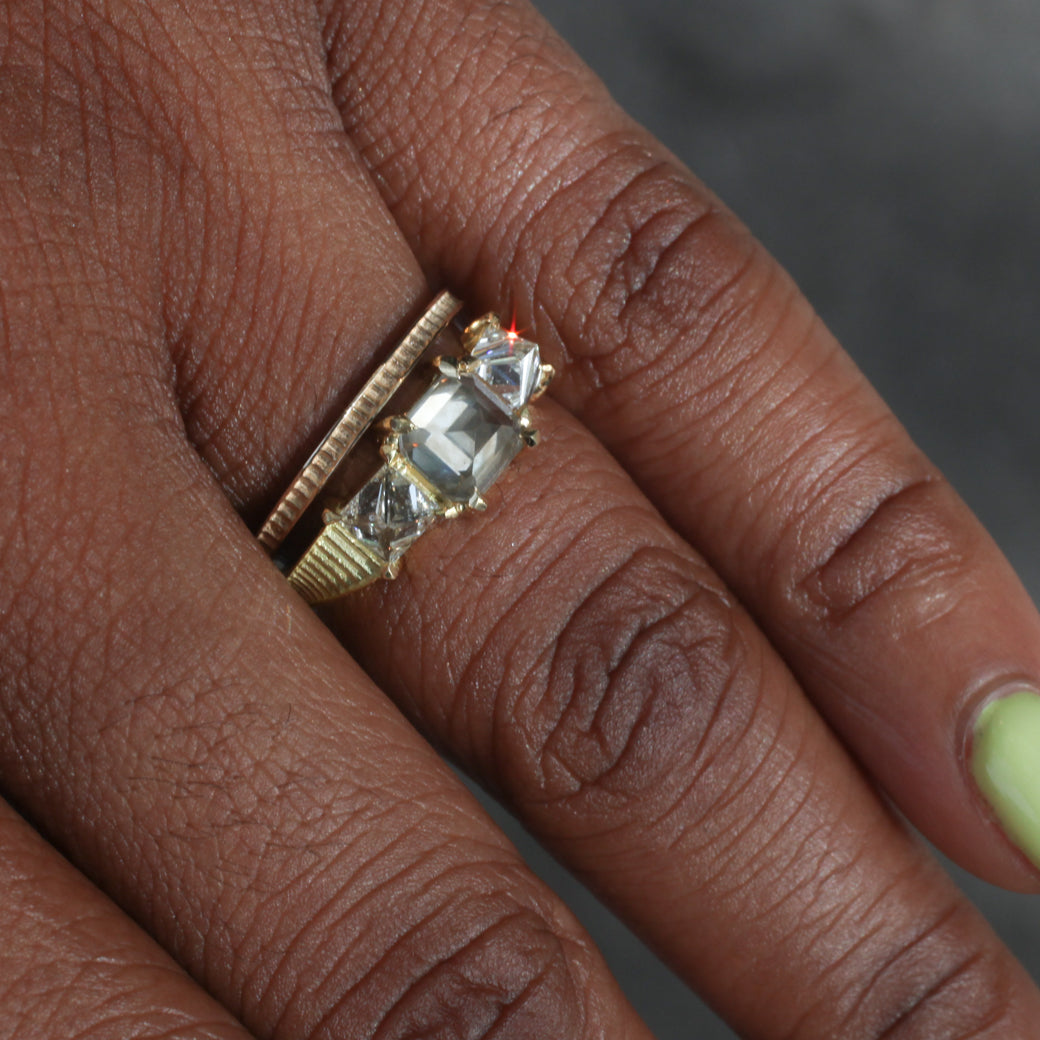 Grande Temple Ring - Inverted Emerald Cut Diamond