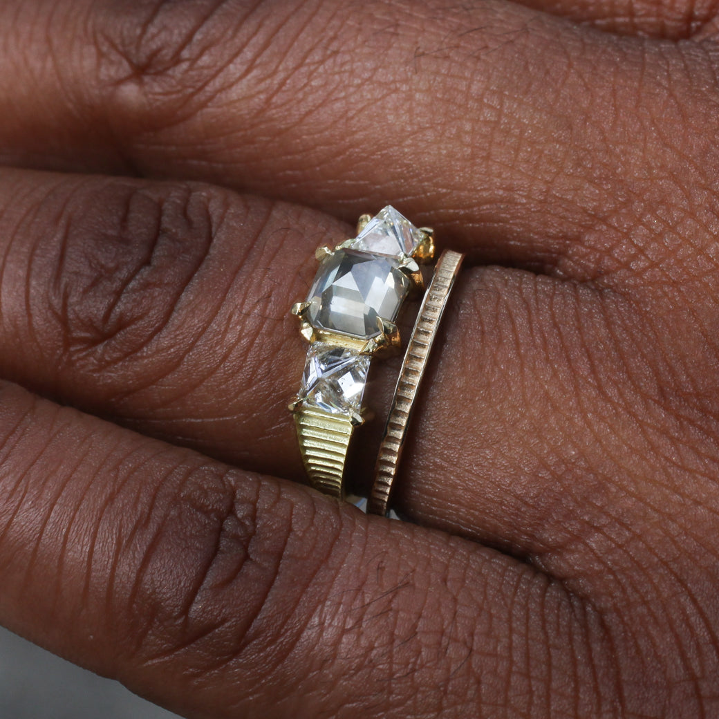 Grande Temple Ring - Inverted Emerald Cut Diamond