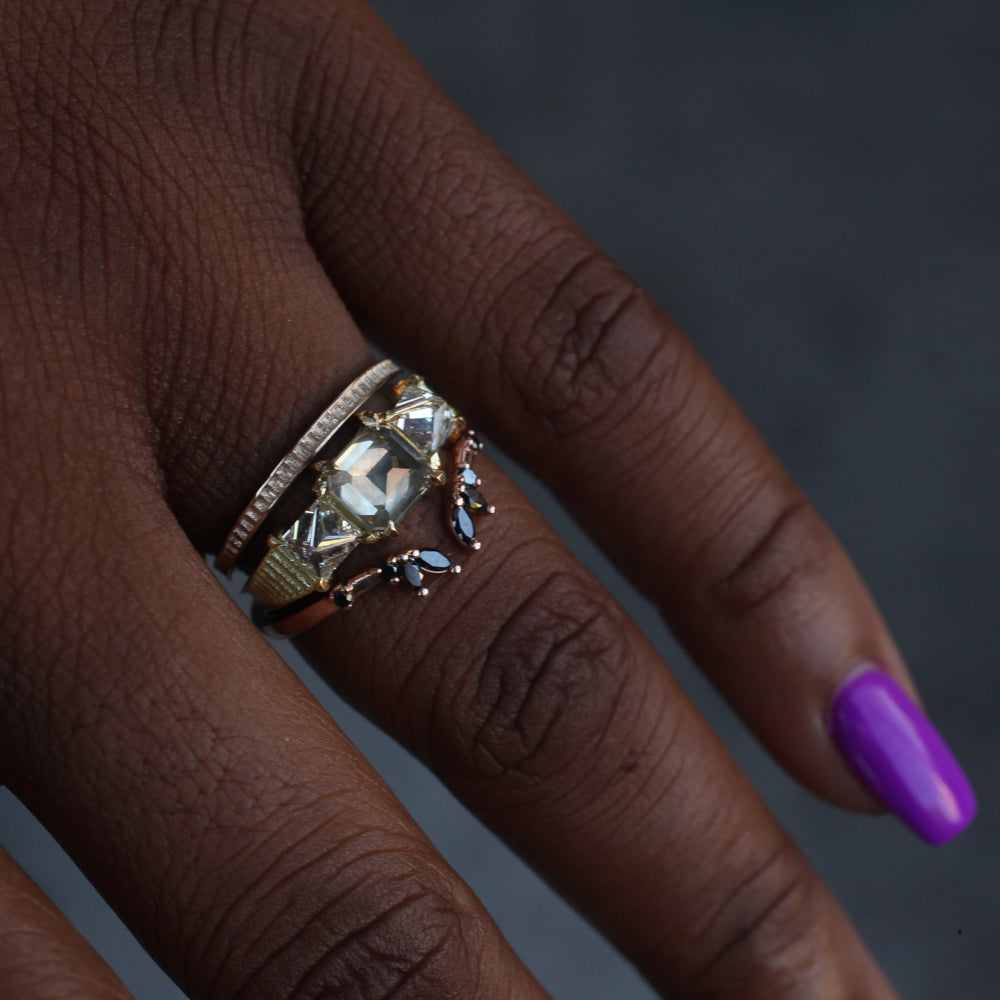 Grande Temple Ring - Inverted Emerald Cut Diamond