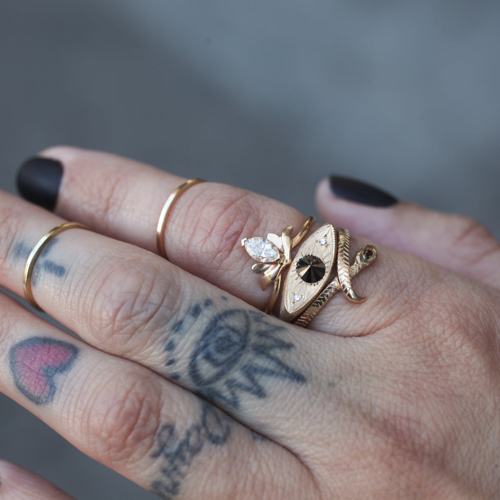 Petite Third Eye Ring - Black Diamond